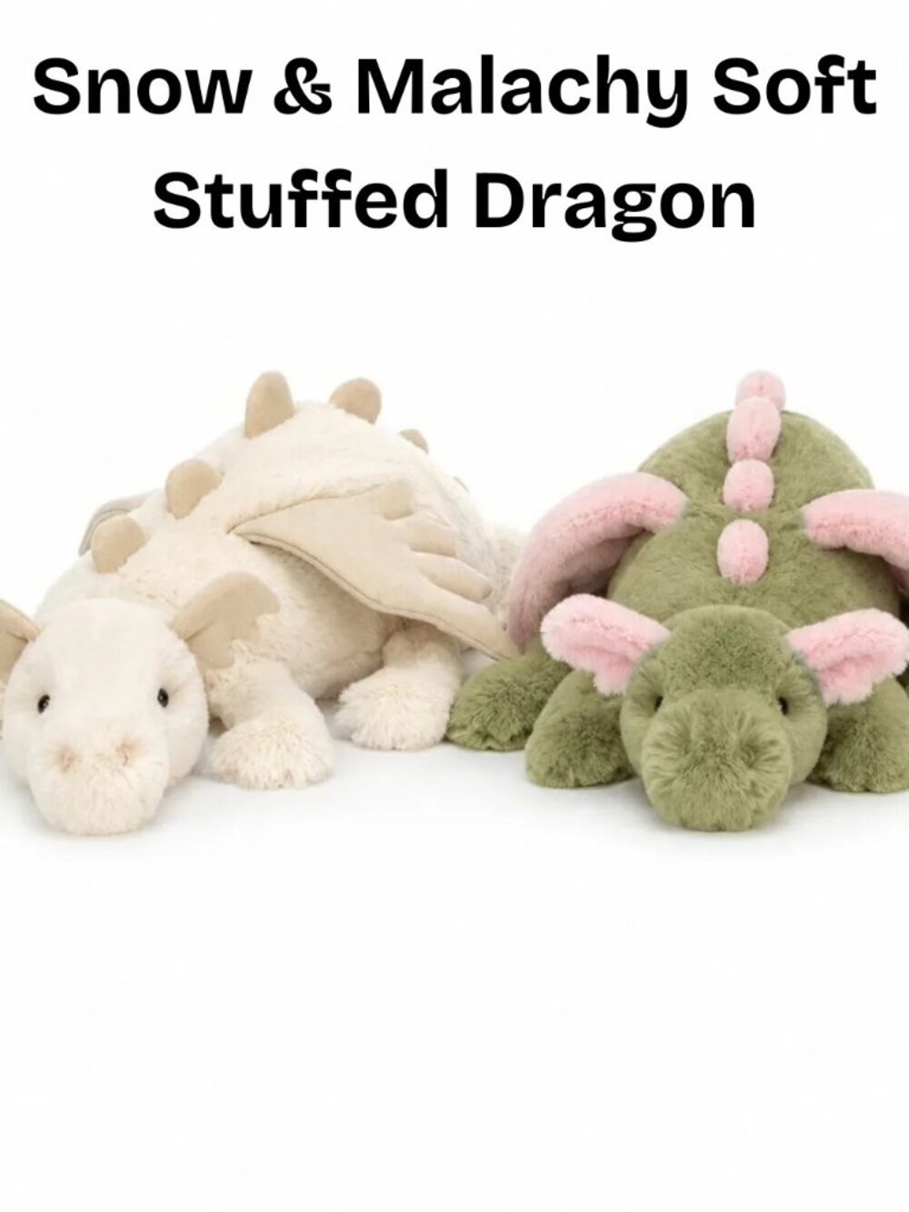 2-Piece Snow & Malachy Plush Dragon Set Soft Stuffed Fantasy Toys